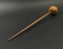 Load image into Gallery viewer, Pumpkin bead spindle in osage orange and walnut