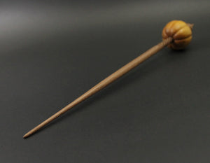 Pumpkin bead spindle in osage orange and walnut