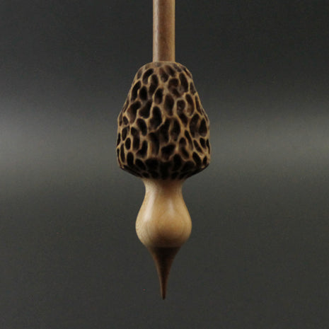 Morel mushroom support spindle in maple and walnut