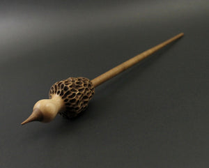 Morel mushroom support spindle in maple and walnut