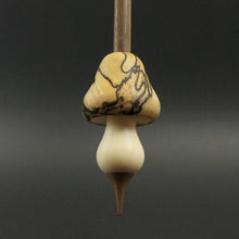 Load image into Gallery viewer, Mushroom support spindle in spalted hackberry, holly, and walnut