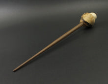 Load image into Gallery viewer, Mushroom support spindle in spalted hackberry, holly, and walnut