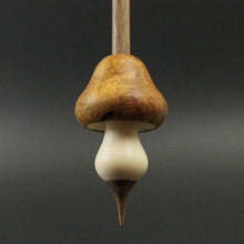 Load image into Gallery viewer, Mushroom support spindle in amboyna burl, holly, and walnut (<font color="red"<b>RESERVED</b></font> for Jess)