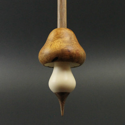 Mushroom support spindle in amboyna burl, holly, and walnut (<font color=