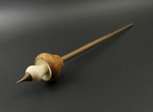 Load image into Gallery viewer, Mushroom support spindle in amboyna burl, holly, and walnut (<font color="red"<b>RESERVED</b></font> for Jess)