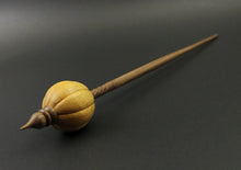 Load image into Gallery viewer, Pumpkin bead spindle in osage orange and walnut