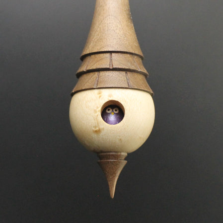 Birdhouse spindle in birdseye maple and walnut