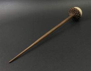 Acorn support spindle in curly maple and walnut