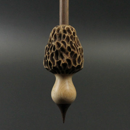 Morel mushroom support spindle in maple and walnut