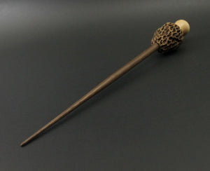 Morel mushroom support spindle in maple and walnut