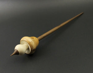 Mushroom support spindle in yew, holly, and walnut