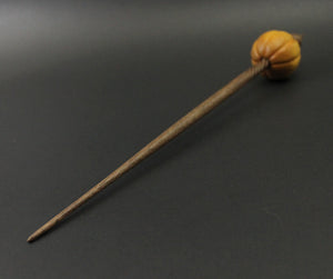 Pumpkin bead spindle in osage orange and walnut