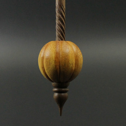 Pumpkin bead spindle in osage orange and walnut