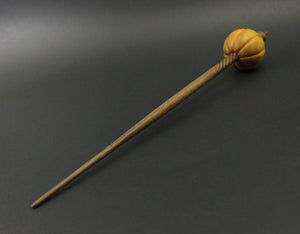 Pumpkin bead spindle in osage orange and walnut