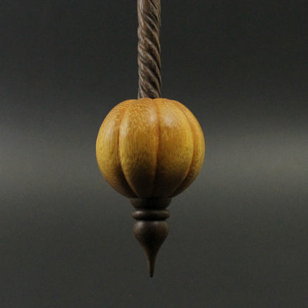 Pumpkin bead spindle in osage orange and walnut