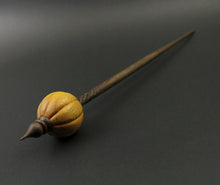 Load image into Gallery viewer, Pumpkin bead spindle in osage orange and walnut