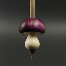 Load image into Gallery viewer, Mushroom support spindle in hand dyed cottonwood burl, holly, and walnut