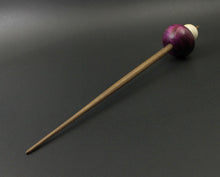 Load image into Gallery viewer, Mushroom support spindle in hand dyed cottonwood burl, holly, and walnut