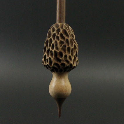 Morel mushroom support spindle in maple and walnut