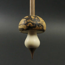 Load image into Gallery viewer, Mushroom support spindle in spalted hackberry, holly, and walnut