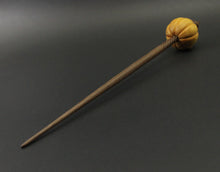 Load image into Gallery viewer, Pumpkin bead spindle in osage orange and walnut