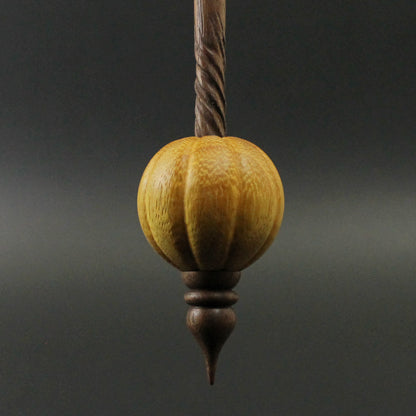 Pumpkin bead spindle in osage orange and walnut