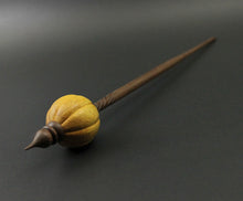 Load image into Gallery viewer, Pumpkin bead spindle in osage orange and walnut