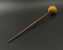 Load image into Gallery viewer, Pumpkin bead spindle in osage orange and walnut