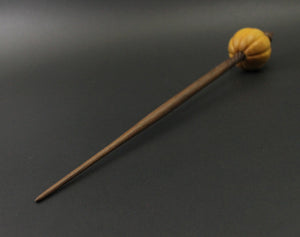 Pumpkin bead spindle in osage orange and walnut