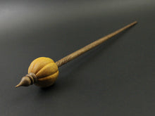 Load image into Gallery viewer, Pumpkin bead spindle in osage orange and walnut