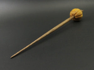 Pumpkin bead spindle in osage orange and walnut