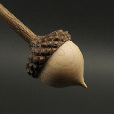 Acorn support spindle in maple and walnut