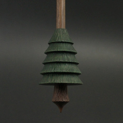 Pine tree spindle in hand dyed walnut and walnut