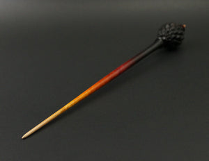 Dragon egg bead spindle in African blackwood and hand dyed curly maple (<font color="red"<b>RESERVED</b></font> for Becky)