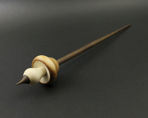 Mushroom support spindle in yew, holly, and walnut