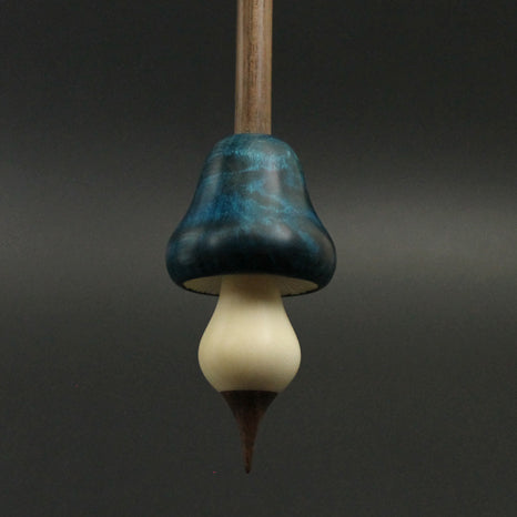 Mushroom support spindle in hand dyed birdseye maple, holly, and walnut