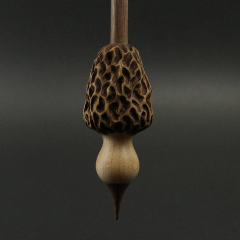 Morel mushroom support spindle in maple and walnut