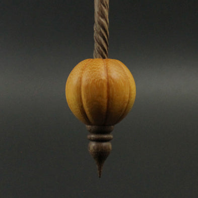 Pumpkin bead spindle in osage orange and walnut