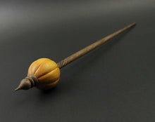 Load image into Gallery viewer, Pumpkin bead spindle in osage orange and walnut