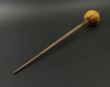 Load image into Gallery viewer, Pumpkin bead spindle in osage orange and walnut