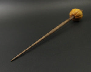 Pumpkin bead spindle in osage orange and walnut