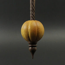 Load image into Gallery viewer, Pumpkin bead spindle in osage orange and walnut