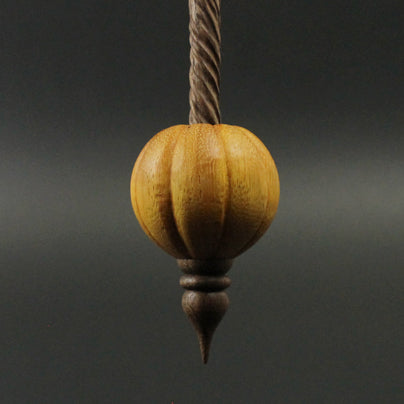 Pumpkin bead spindle in osage orange and walnut