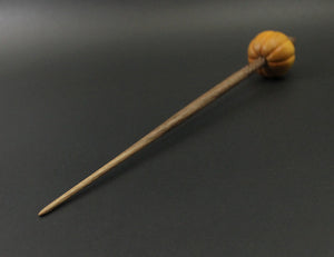 Pumpkin bead spindle in osage orange and walnut