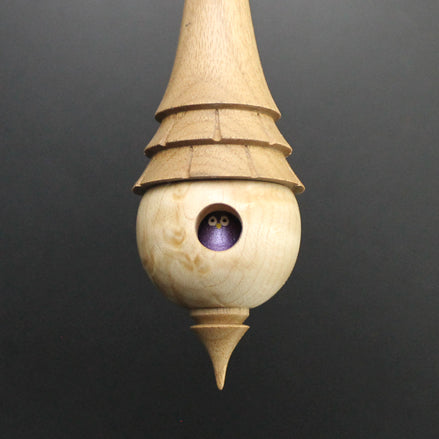 Birdhouse spindle in birdseye maple and walnut