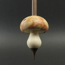 Load image into Gallery viewer, Mushroom support spindle in flame box elder burl, holly, and walnut