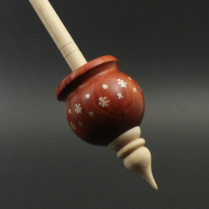 Cauldron spindle in redheart and curly maple