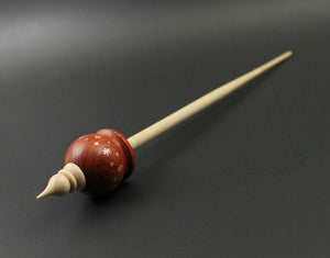 Cauldron spindle in redheart and curly maple