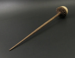 Acorn support spindle in maple and walnut