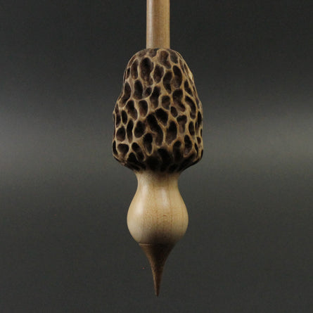 Morel mushroom support spindle in maple and walnut